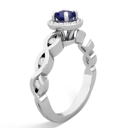 Lab Sapphire Infinity Halo Engagement 14K White Gold ring R26315RH