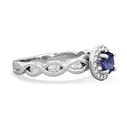 Lab Sapphire Infinity Halo Engagement 14K White Gold ring R26315RH