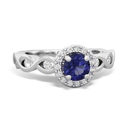 Lab Sapphire Infinity Halo Engagement 14K White Gold ring R26315RH