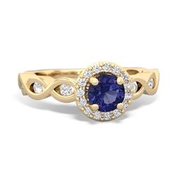 Lab Sapphire Infinity Halo Engagement 14K Yellow Gold ring R26315RH