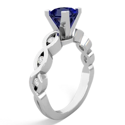 Lab Sapphire Infinity 5Mm Square Engagement 14K White Gold ring R26315SQ