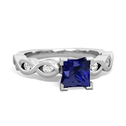 Lab Sapphire Infinity 5Mm Square Engagement 14K White Gold ring R26315SQ