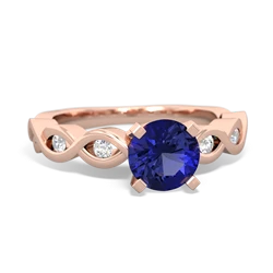 Lab Sapphire Infinity 6Mm Round Engagement 14K Rose Gold ring R26316RD