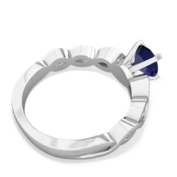 Lab Sapphire Infinity 6Mm Round Engagement 14K White Gold ring R26316RD