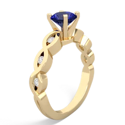 Lab Sapphire Infinity 6Mm Round Engagement 14K Yellow Gold ring R26316RD