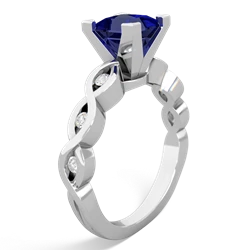 Lab Sapphire Infinity 6Mm Princess Engagement 14K White Gold ring R26316SQ