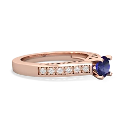 Lab Sapphire Art Deco Engagement 5Mm Round 14K Rose Gold ring R26355RD