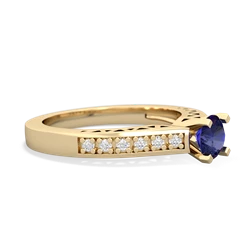 Lab Sapphire Art Deco Engagement 5Mm Round 14K Yellow Gold ring R26355RD