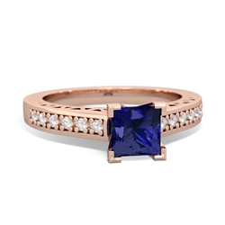 Lab Sapphire Art Deco Engagement 5Mm Square 14K Rose Gold ring R26355SQ