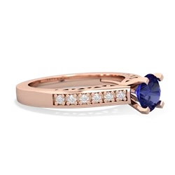 Lab Sapphire Art Deco Engagement 6Mm Round 14K Rose Gold ring R26356RD