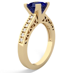 Lab Sapphire Art Deco Engagement 6Mm Princess 14K Yellow Gold ring R26356SQ