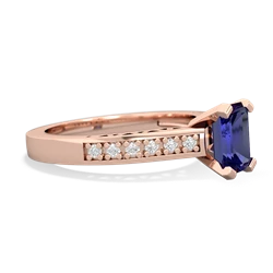 Lab Sapphire Art Deco Engagement 7X5mm Emerald-Cut 14K Rose Gold ring R26357EM