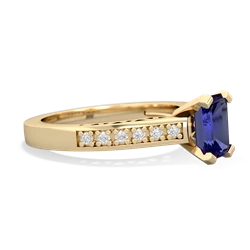 Lab Sapphire Art Deco Engagement 7X5mm Emerald-Cut 14K Yellow Gold ring R26357EM