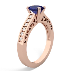 Lab Sapphire Art Deco Engagement 7X5mm Oval 14K Rose Gold ring R26357VL