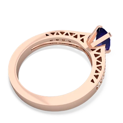 Lab Sapphire Art Deco Engagement 7X5mm Oval 14K Rose Gold ring R26357VL