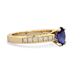 Lab Sapphire Art Deco Engagement 7X5mm Oval 14K Yellow Gold ring R26357VL