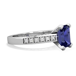 Lab Sapphire Art Deco Engagement 8X6mm Emerald-Cut 14K White Gold ring R26358EM