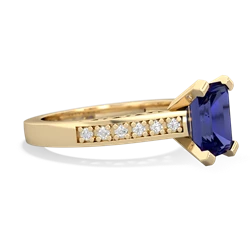 Lab Sapphire Art Deco Engagement 8X6mm Emerald-Cut 14K Yellow Gold ring R26358EM