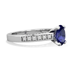 Lab Sapphire Art Deco Engagement 8X6mm Oval 14K White Gold ring R26358VL