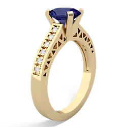 Lab Sapphire Art Deco Engagement 8X6mm Oval 14K Yellow Gold ring R26358VL