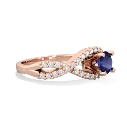 Lab Sapphire Diamond Twist 5Mm Round Engagment  14K Rose Gold ring R26405RD