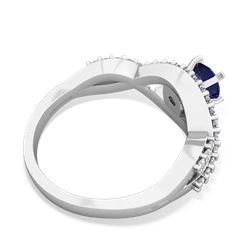 Lab Sapphire Diamond Twist 5Mm Round Engagment  14K White Gold ring R26405RD