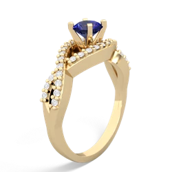 Lab Sapphire Diamond Twist 5Mm Round Engagment  14K Yellow Gold ring R26405RD