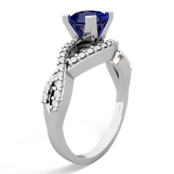 Lab Sapphire Diamond Twist 5Mm Square Engagment  14K White Gold ring R26405SQ