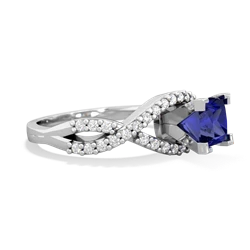 Lab Sapphire Diamond Twist 5Mm Square Engagment  14K White Gold ring R26405SQ