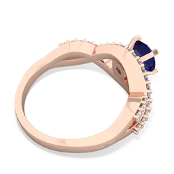 Lab Sapphire Diamond Twist 6Mm Round Engagment  14K Rose Gold ring R26406RD