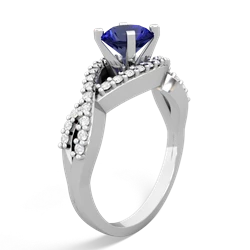 Lab Sapphire Diamond Twist 6Mm Round Engagment  14K White Gold ring R26406RD