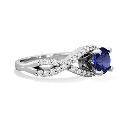 Lab Sapphire Diamond Twist 6Mm Round Engagment  14K White Gold ring R26406RD