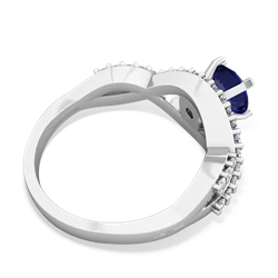 Lab Sapphire Diamond Twist 6Mm Round Engagment  14K White Gold ring R26406RD