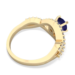 Lab Sapphire Diamond Twist 6Mm Round Engagment  14K Yellow Gold ring R26406RD