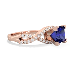 Lab Sapphire Diamond Twist 6Mm Princess Engagment  14K Rose Gold ring R26406SQ