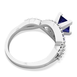 Lab Sapphire Diamond Twist 6Mm Princess Engagment  14K White Gold ring R26406SQ