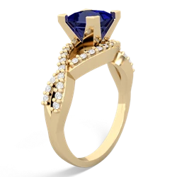 Lab Sapphire Diamond Twist 6Mm Princess Engagment  14K Yellow Gold ring R26406SQ