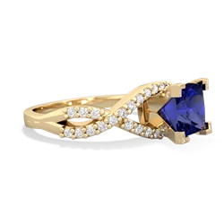 Lab Sapphire Diamond Twist 6Mm Princess Engagment  14K Yellow Gold ring R26406SQ