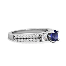 Lab Sapphire Classic 5Mm Round Engagement 14K White Gold ring R26435RD