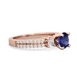 Lab Sapphire Classic 6Mm Round Engagement 14K Rose Gold ring R26436RD
