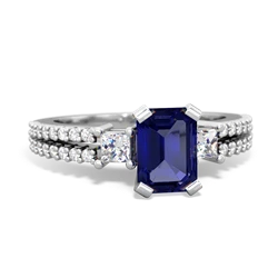 Lab Sapphire Classic 7X5mm Emerald-Cut Engagement 14K White Gold ring R26437EM