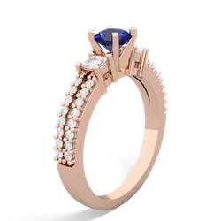 Lab Sapphire Classic 5Mm Round Engagement 14K Rose Gold ring R26435RD