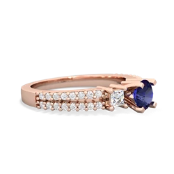 Lab Sapphire Classic 5Mm Round Engagement 14K Rose Gold ring R26435RD