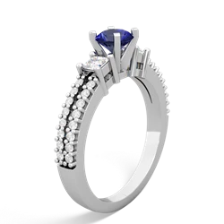 Lab Sapphire Classic 5Mm Round Engagement 14K White Gold ring R26435RD