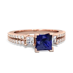 Lab Sapphire Classic 5Mm Square Engagement 14K Rose Gold ring R26435SQ