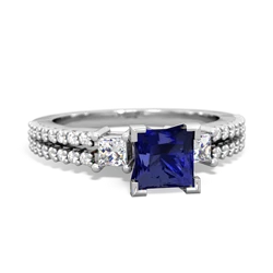 Lab Sapphire Classic 5Mm Square Engagement 14K White Gold ring R26435SQ