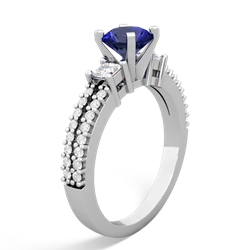 Lab Sapphire Classic 6Mm Round Engagement 14K White Gold ring R26436RD