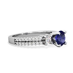 Lab Sapphire Classic 6Mm Round Engagement 14K White Gold ring R26436RD