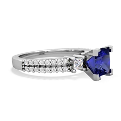 Lab Sapphire Classic 6Mm Princess Engagement 14K White Gold ring R26436SQ