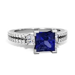 Lab Sapphire Classic 6Mm Princess Engagement 14K White Gold ring R26436SQ